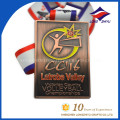 Médaille de volleyball Médaille d&#39;or argentée de bronze antique avec ruban